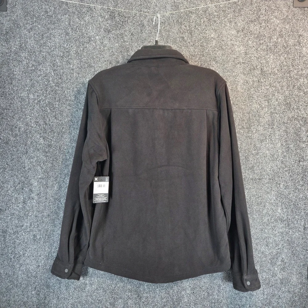 Hurley Polar Fleece‎ Overshirt Men's Small Black Button Up Long Sleeve - New
